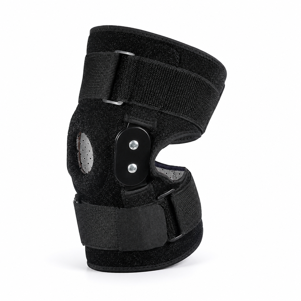 Adjustable Hinged Knee Support Brace With Side Stabilizers