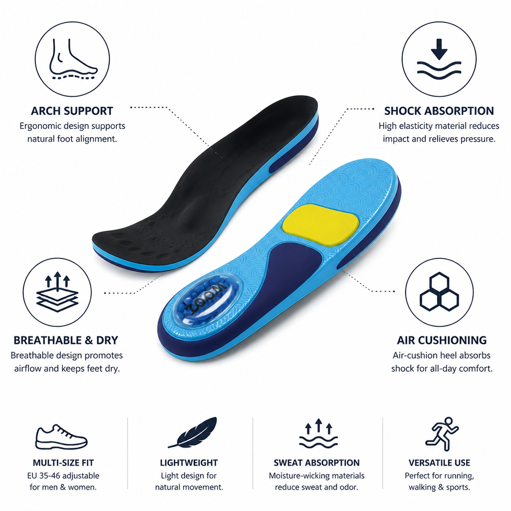 Arch Support Insoles Air-Cushion Shock-Absorbing & Breathable Two Pairs