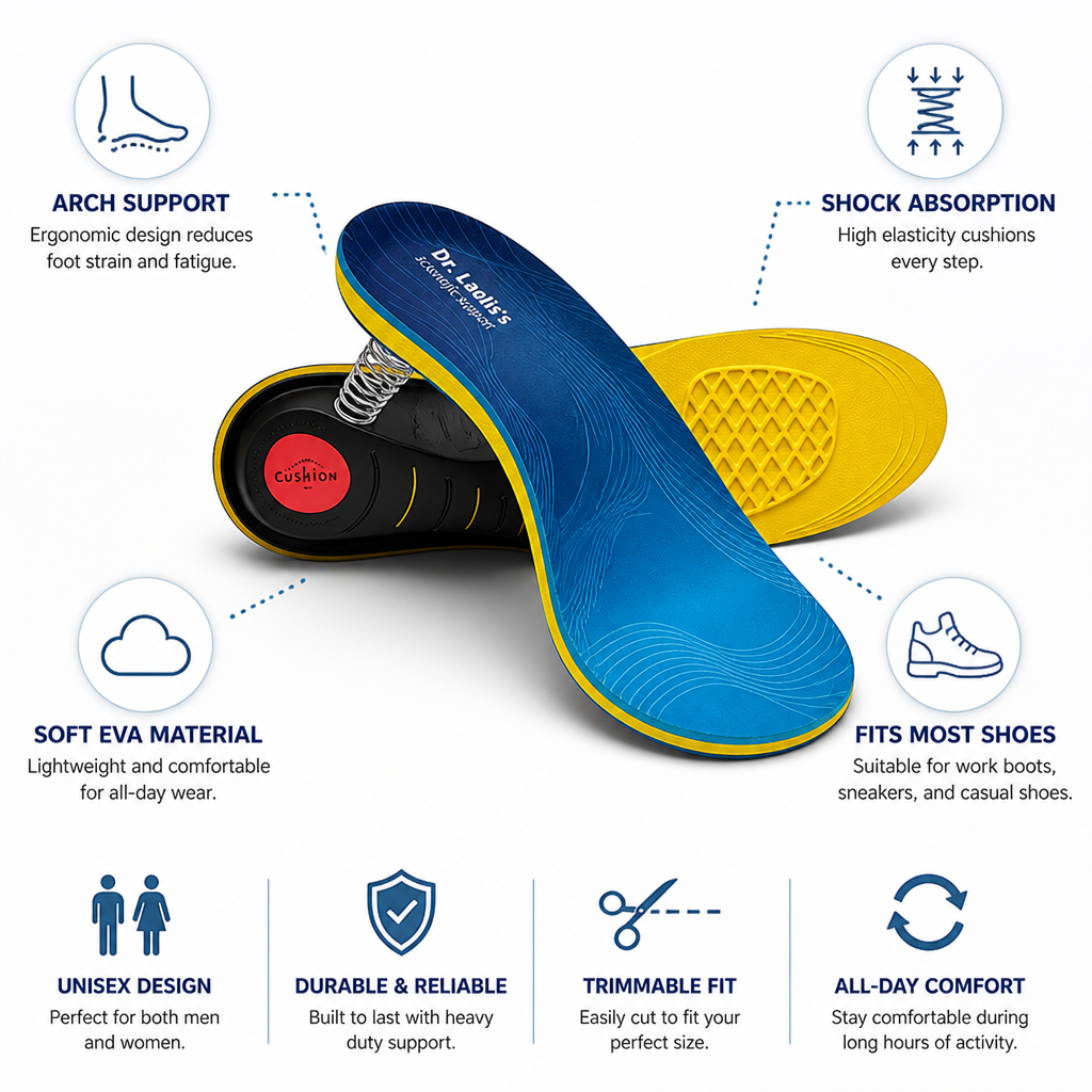Arch Support Insoles Cushioned EVA Shock-Absorbing