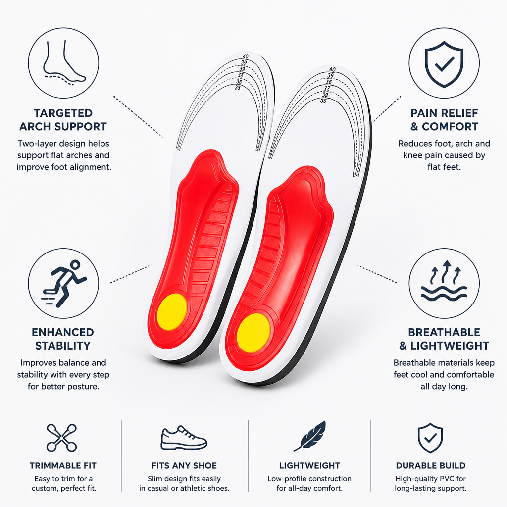 Arch Support Insoles Dual-Layer Arch & Heel Cushion