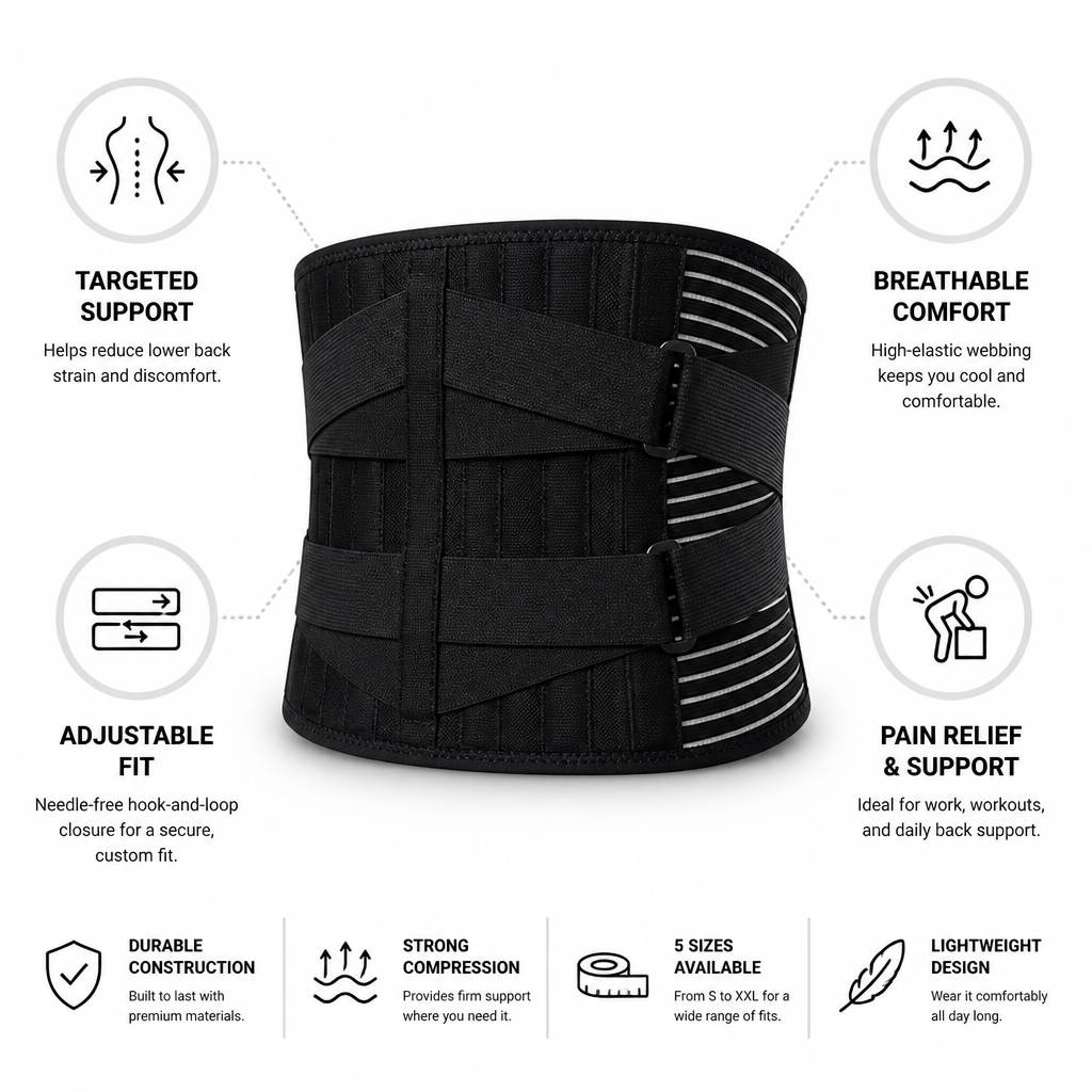 Back Support Belt Breathable Elastic Compression Hook-And-Loop