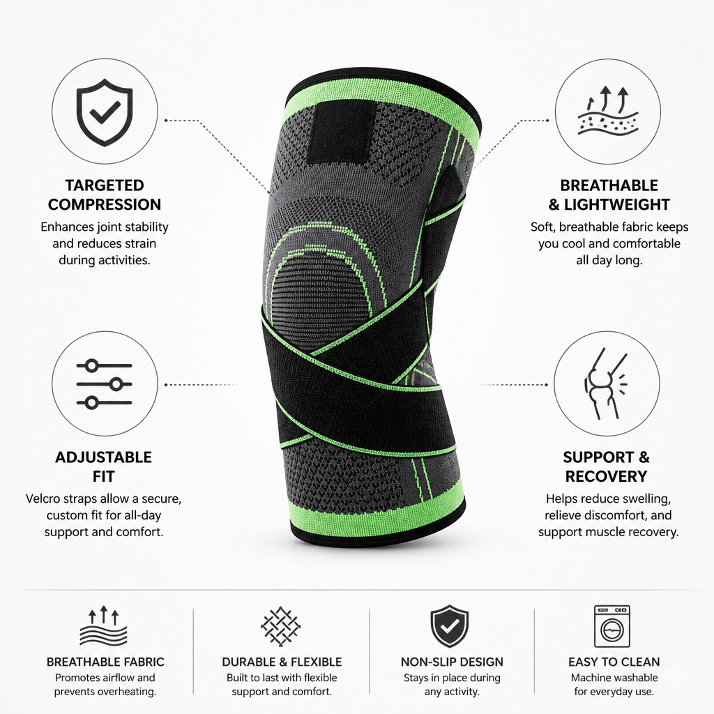 Breathable Adjustable Compression Knee Brace (Velcro Straps)