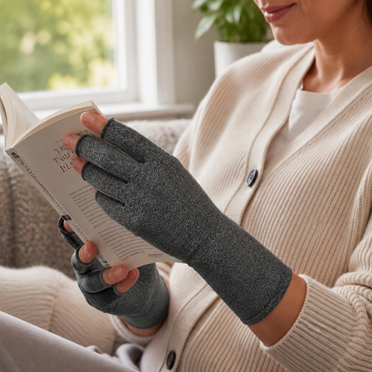 Breathable Cotton-Blend Non-Slip Compression Gloves — Open Finger