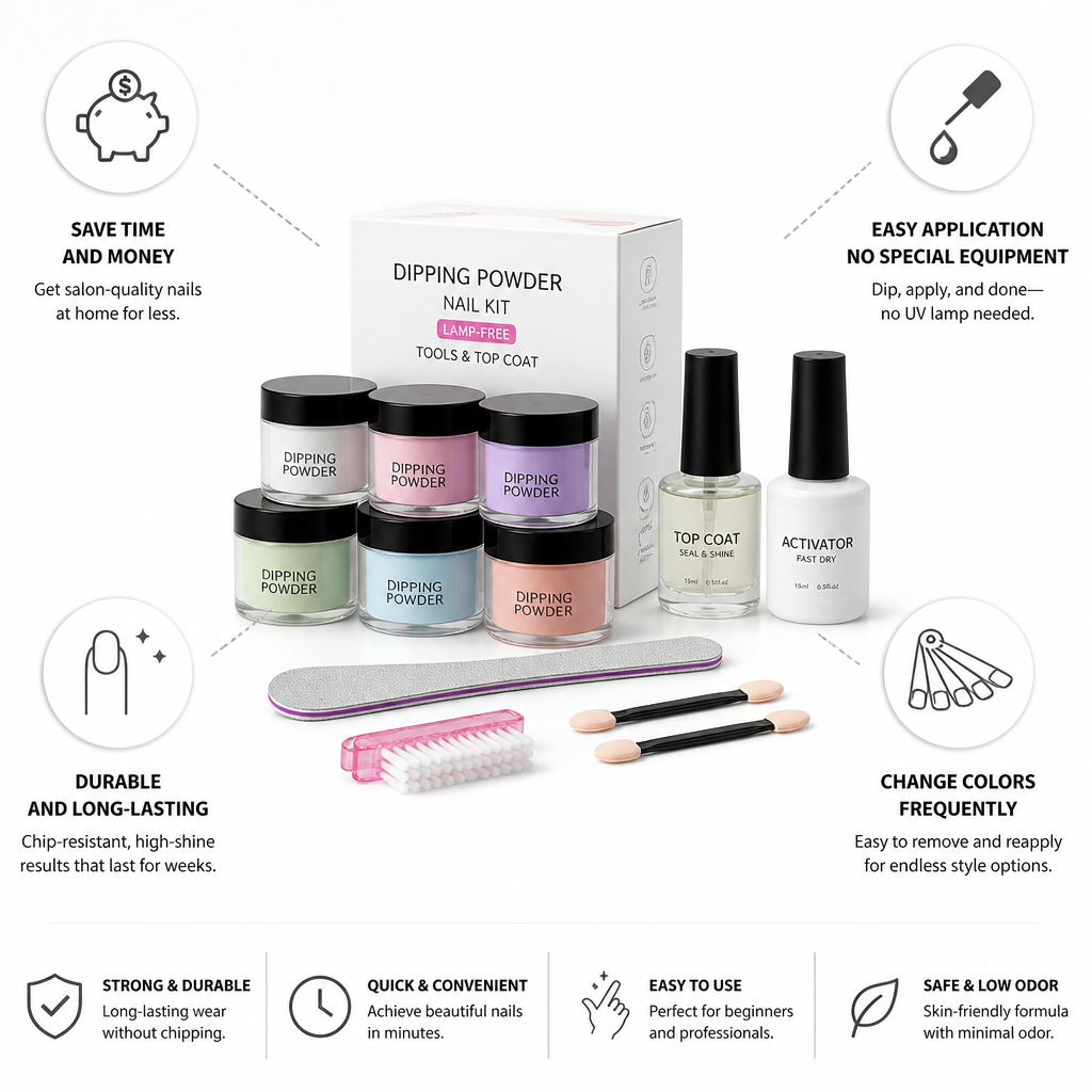 Dipping Powder Nail Kit Lamp-Free Tools & Top Coat