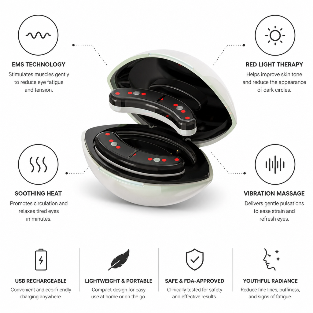 Eye Massager EMS & Red Light USB Rechargeable