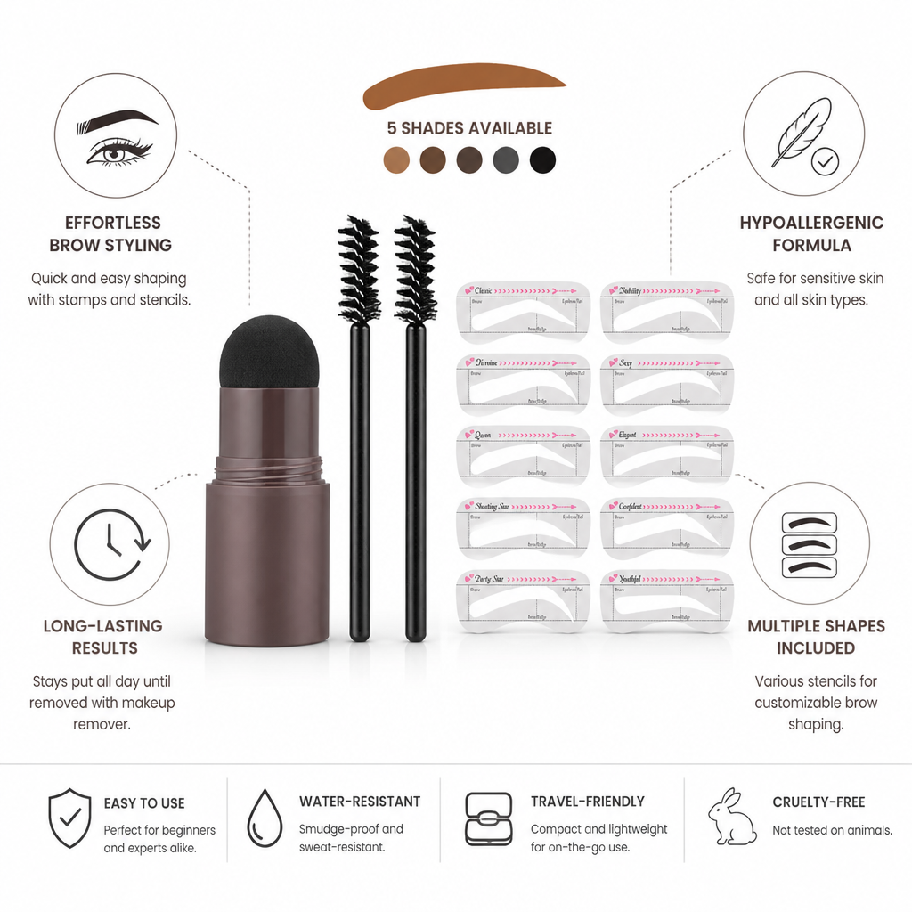 Eyebrow Stamp Kit Hypoallergenic 5 Shades