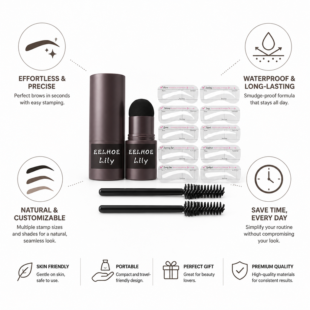 Eyebrow Stamp Kit Multiple Sizes Natural Finish Waterproof