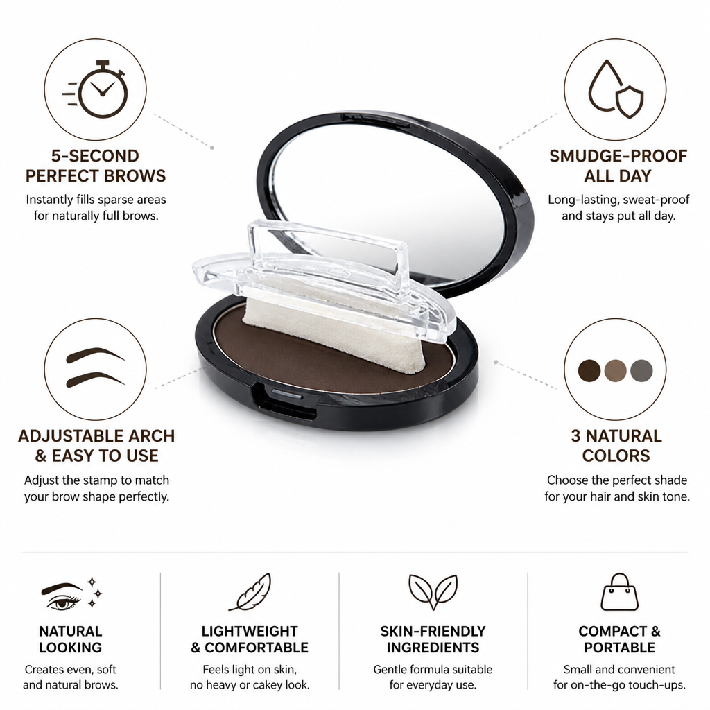 Eyebrow Stamp Smudge-Proof Pigmented Powder & Adjustable Arch