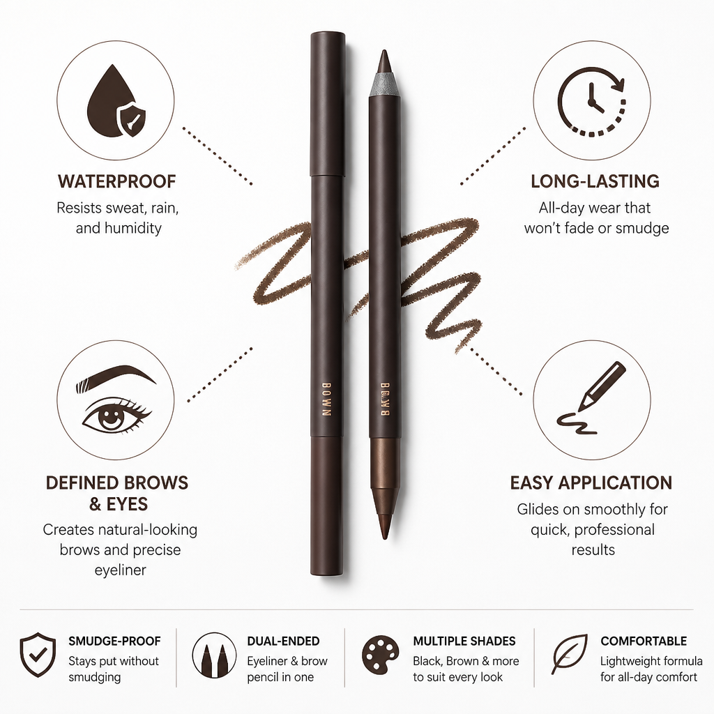 Eyeliner & Brow Pencil Dual-Ended Waterproof Smudge-Proof