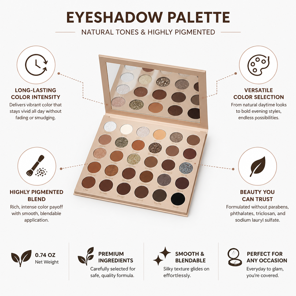 Eyeshadow Palette Natural Tones & Highly Pigmented