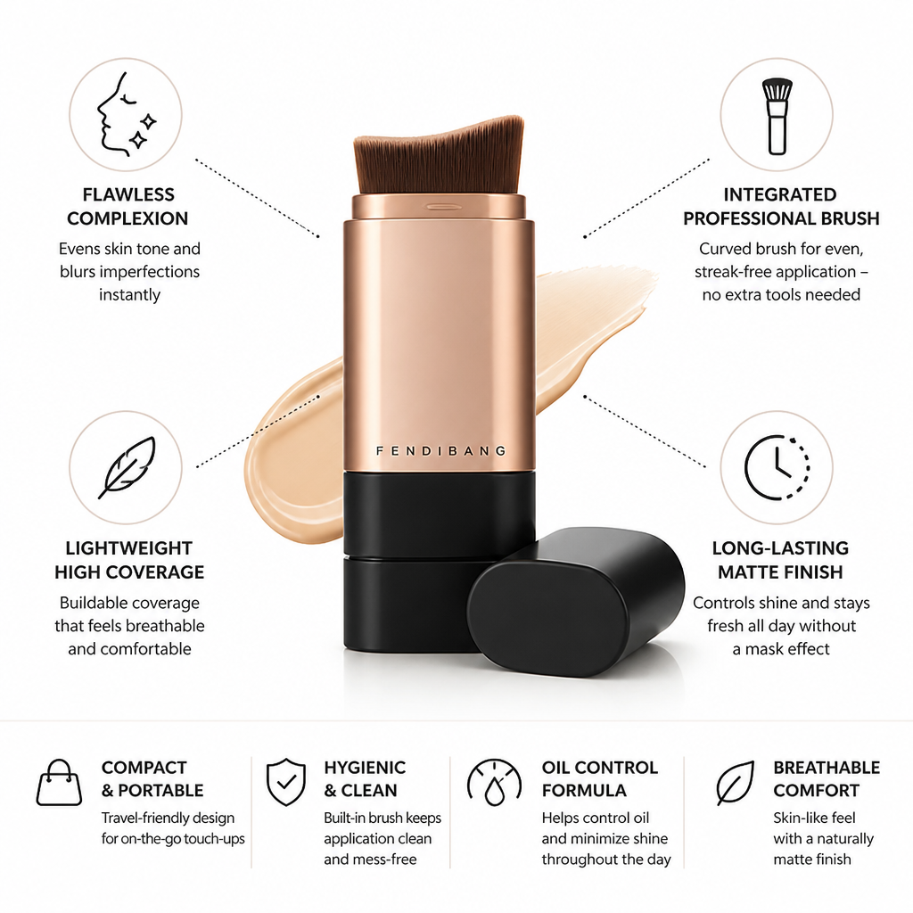 Foundation Stick Integrated Curved Brush Natural Matte Finish