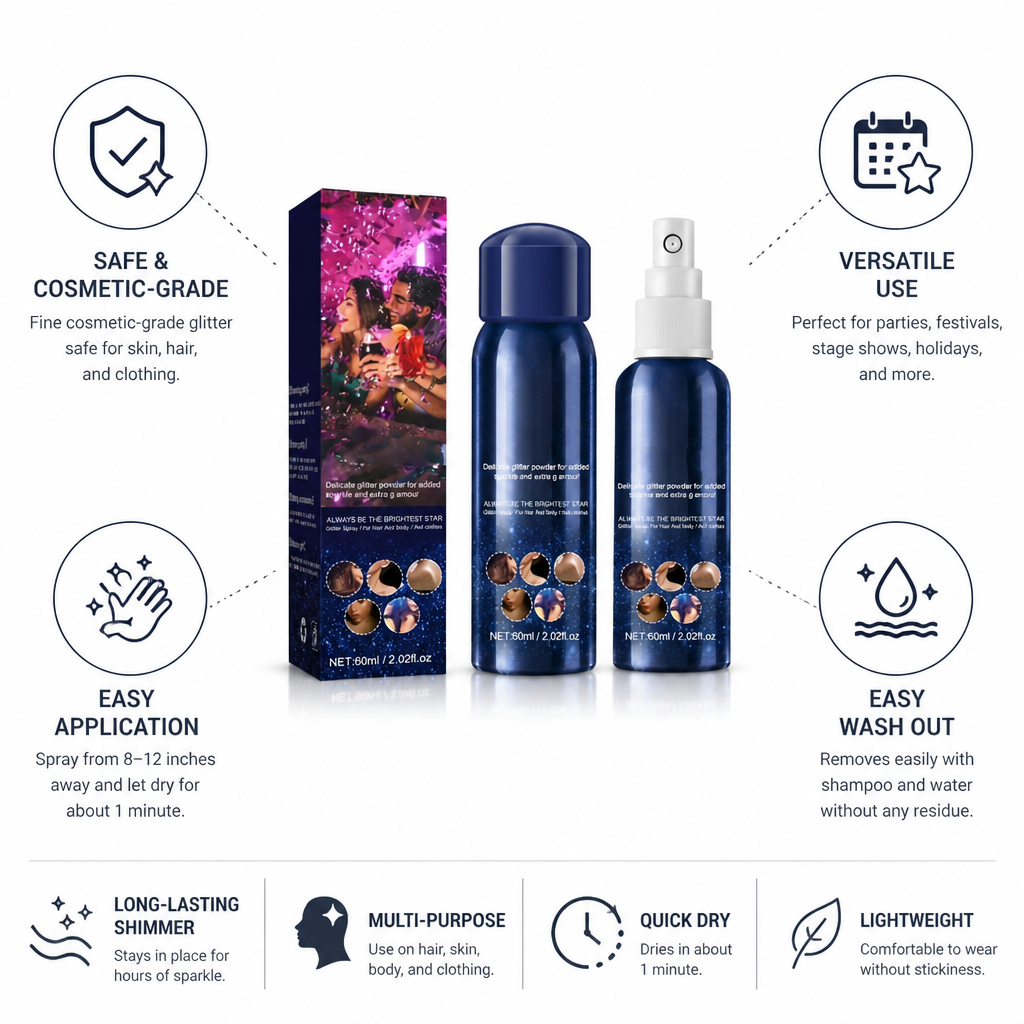 Glitter Spray Cosmetic-Grade Long-Lasting Easy Wash Out