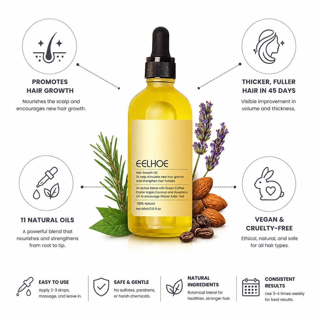 Hair Growth Oil 11 Natural Oils Vegan & Cruelty-Free