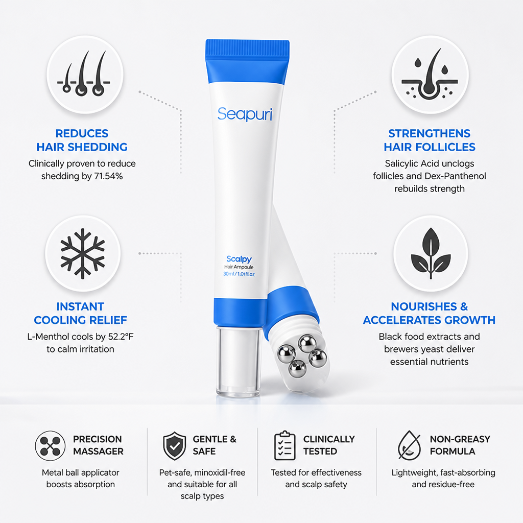 Hair Regrowth Serum & Massager Cooling Follicle Strengthening