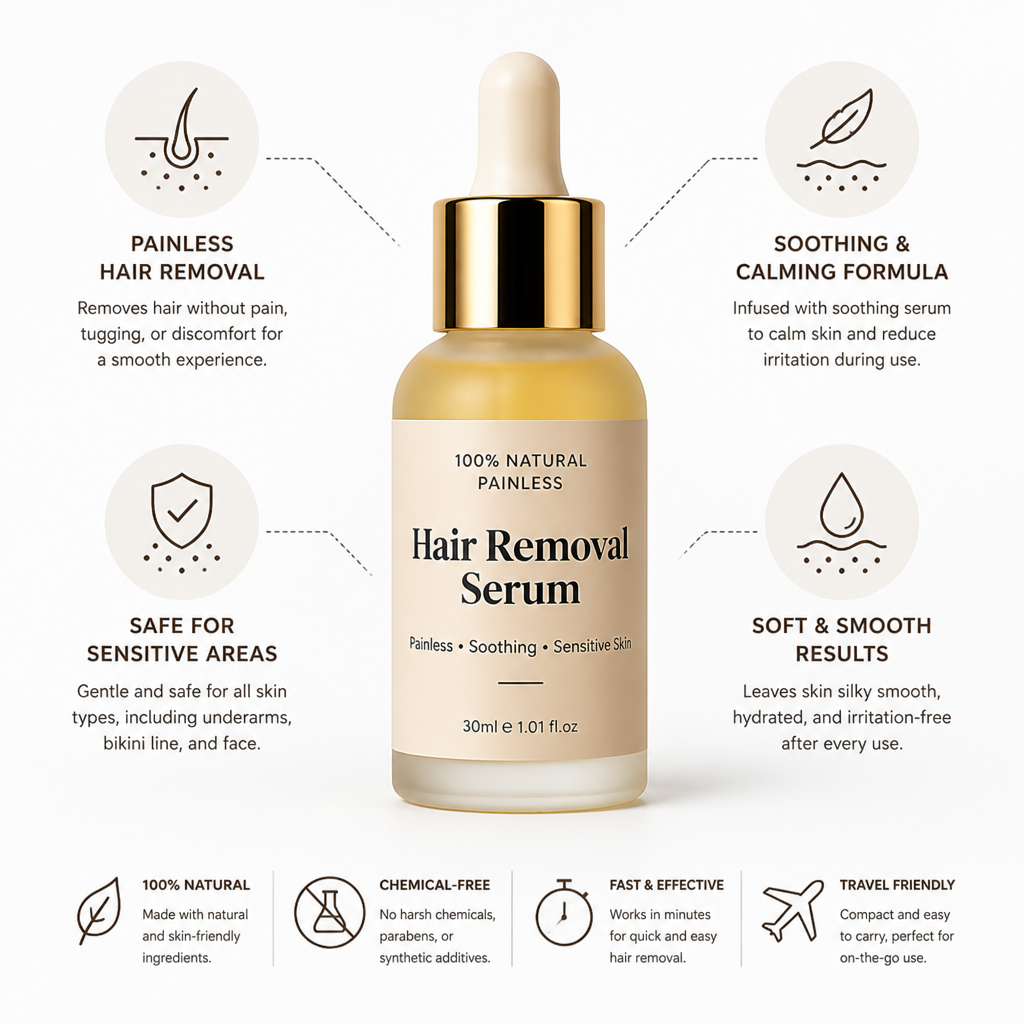 Hair Removal Serum Painless Soothing Sensitive Skin