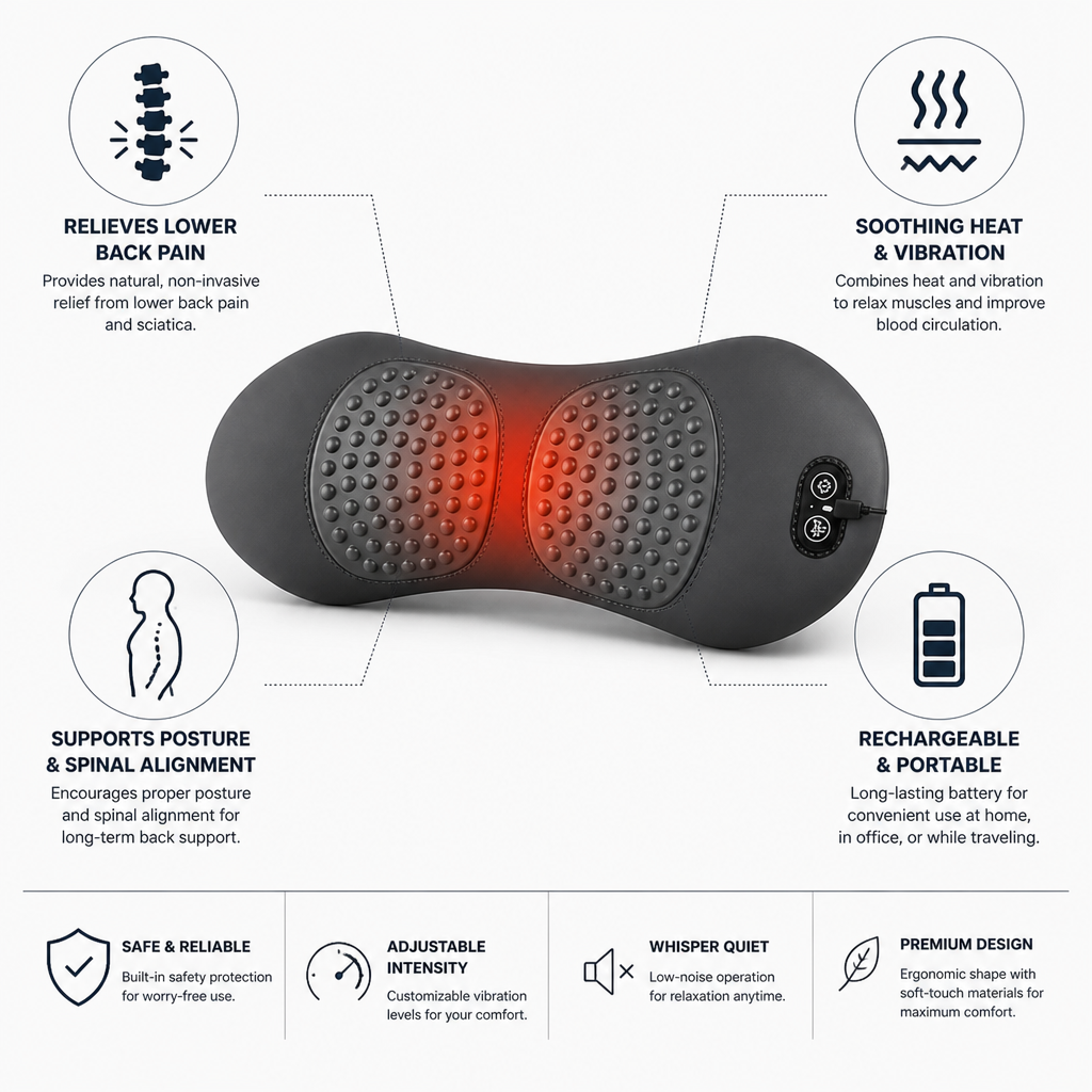 Heat & Vibration Back Massager (Lumbar Support)