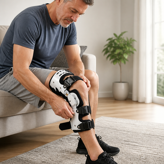 Knee Brace Adjustable Hinge Aluminium Frame & Breathable Padding