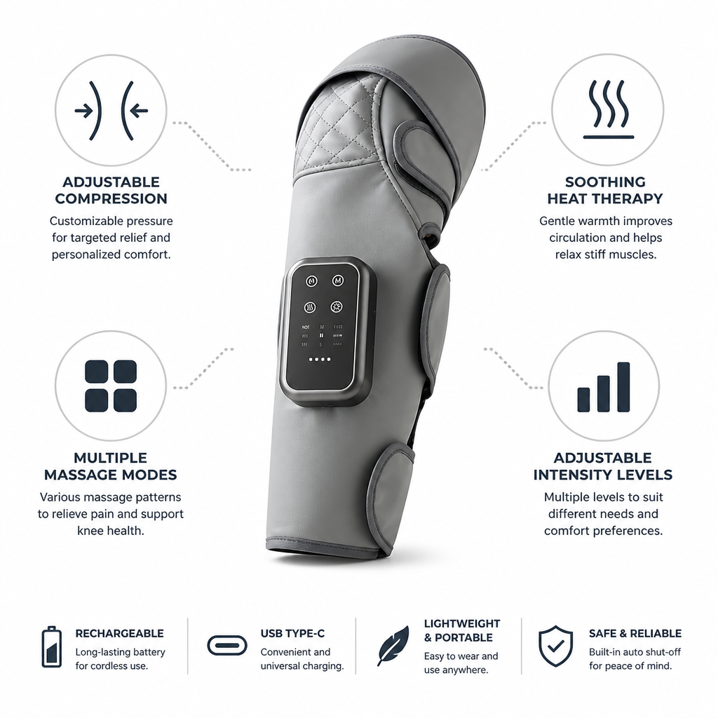 Knee Massager Heat Therapy & Adjustable Compression