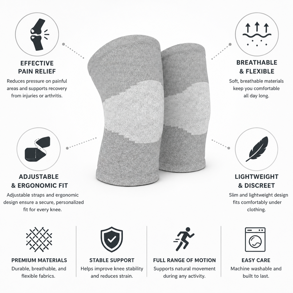 Knee Support Brace Set Breathable Adjustable Straps