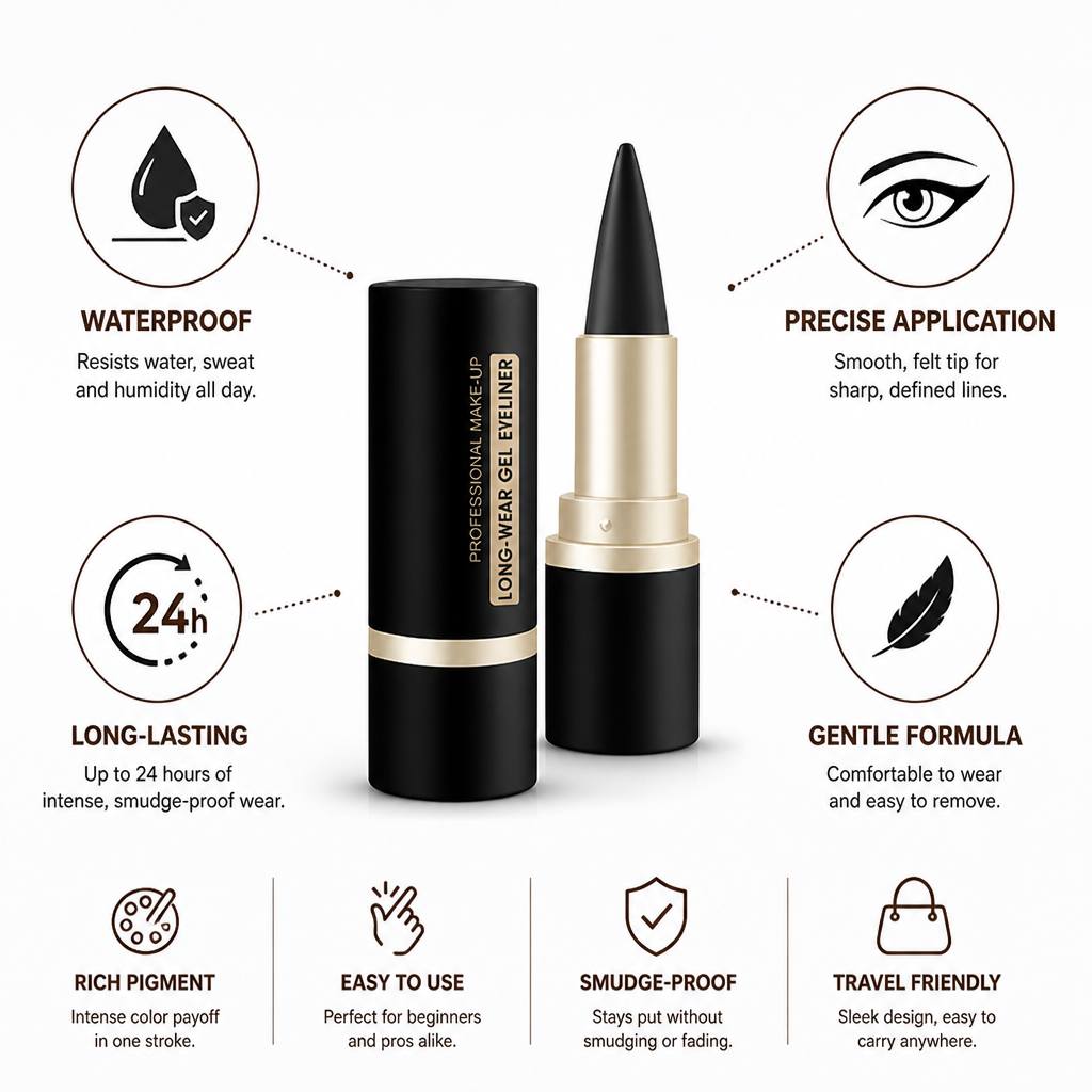 Liquid Eyeliner Pen Waterproof & Smudge-Proof Precision Felt Tip