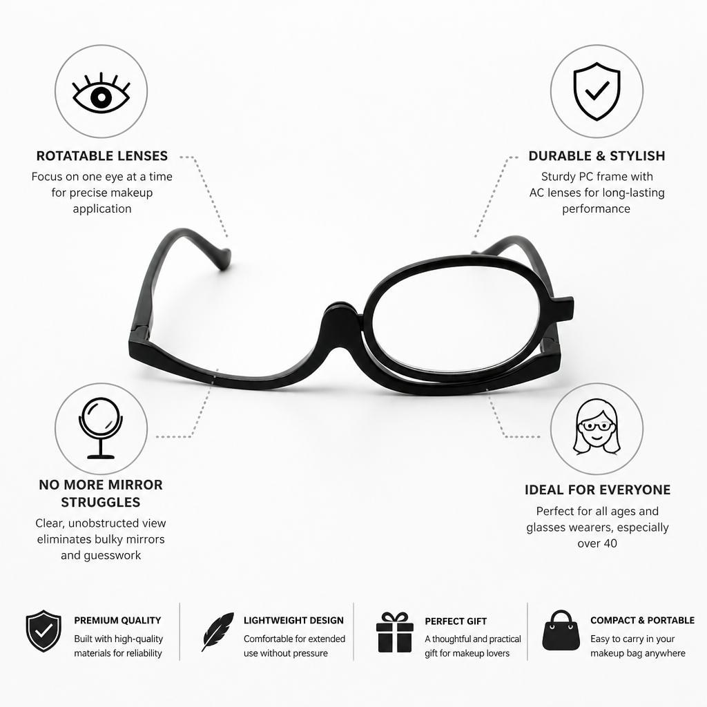 Makeup Glasses Rotatable Lens Polycarbonate Frame