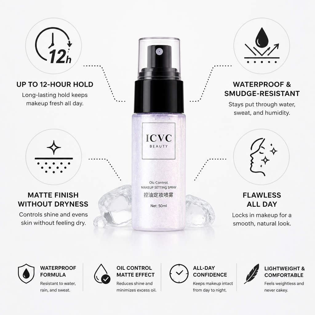Makeup Setting Spray Matte Finish Waterproof & Smudge-Resistant 12-Hour Hold