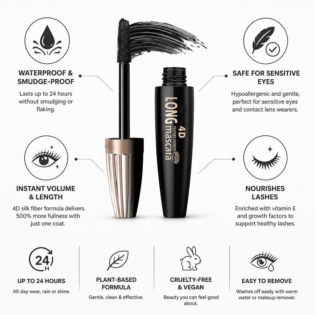 Mascara 4D Silk Fiber Waterproof & Smudge-Proof