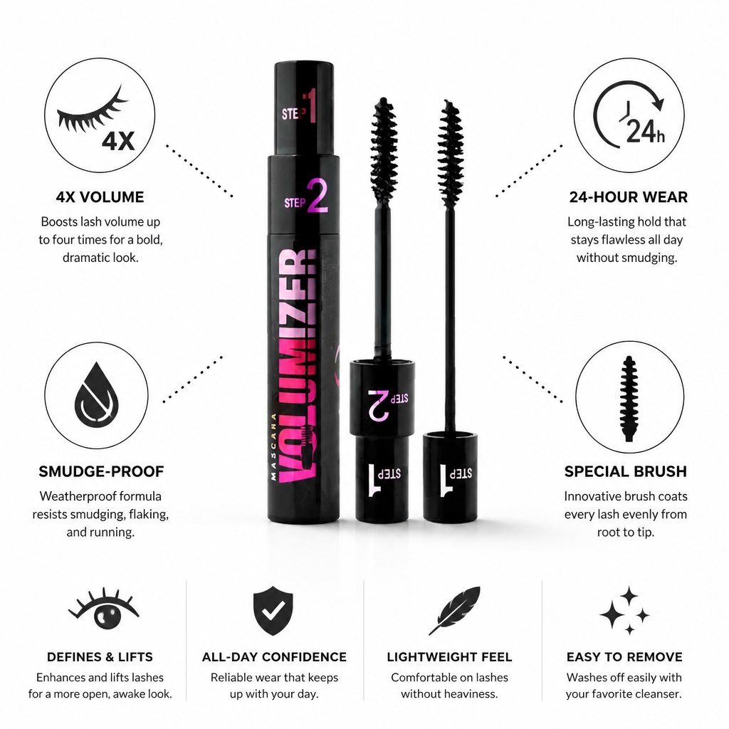 Mascara 4x Volume Smudge-Proof 24-Hour Wear