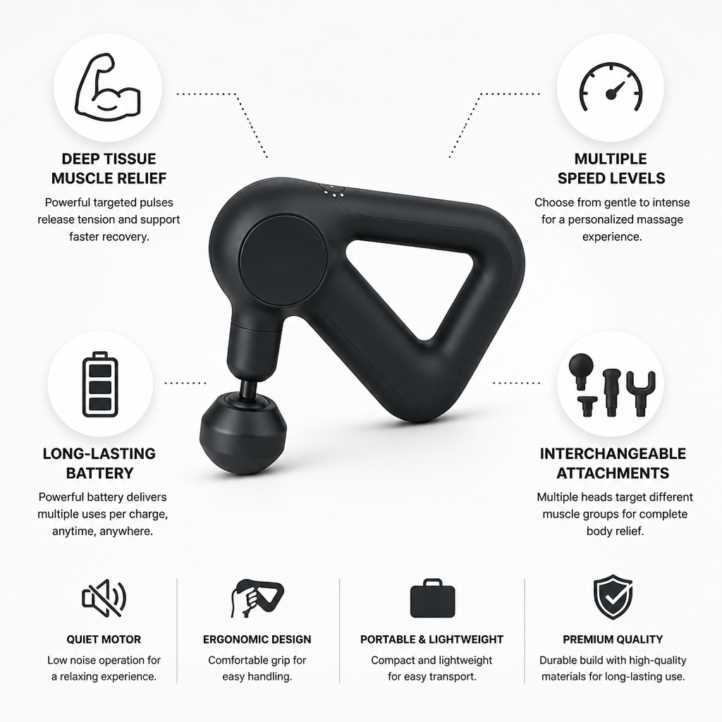 Massage Gun Deep Tissue Multiple Speeds & Quiet Motor
