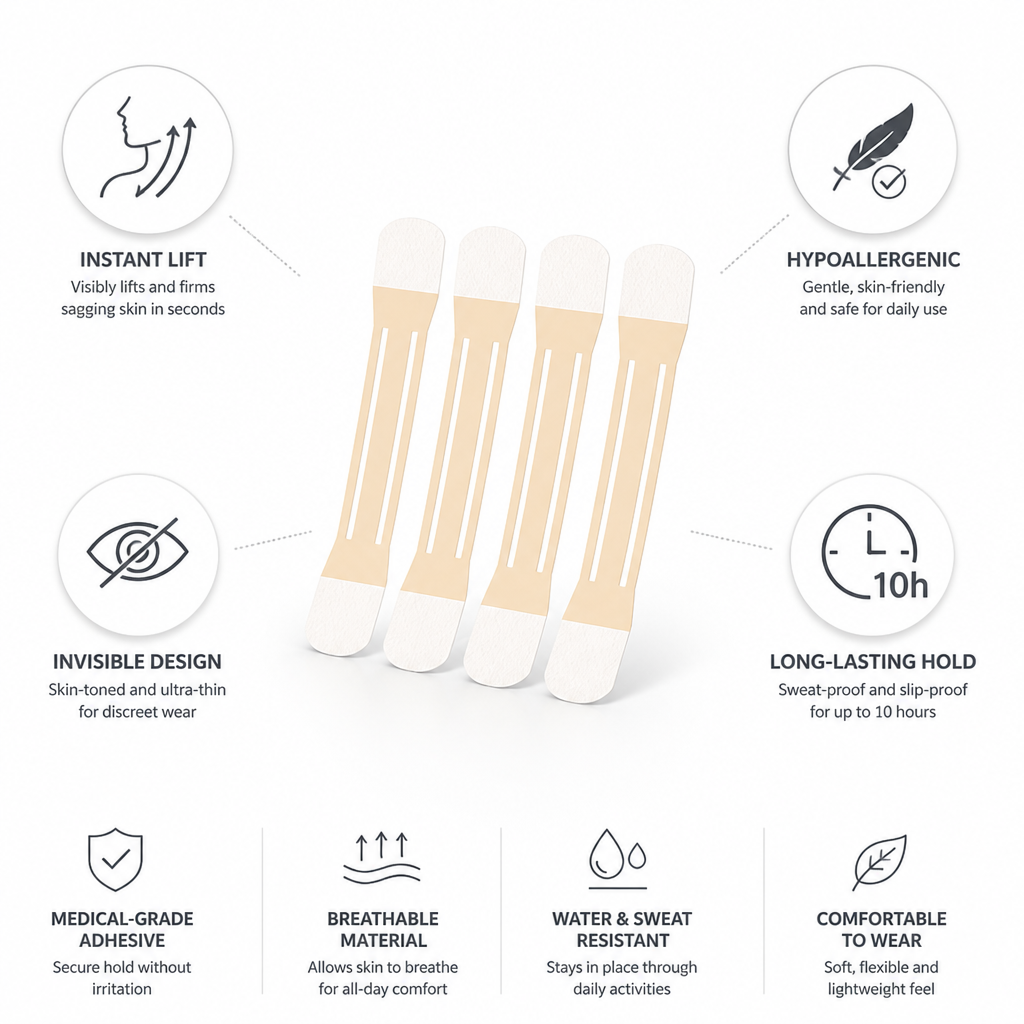Neck Lift Tape Skin-Toned Invisible Hypoallergenic
