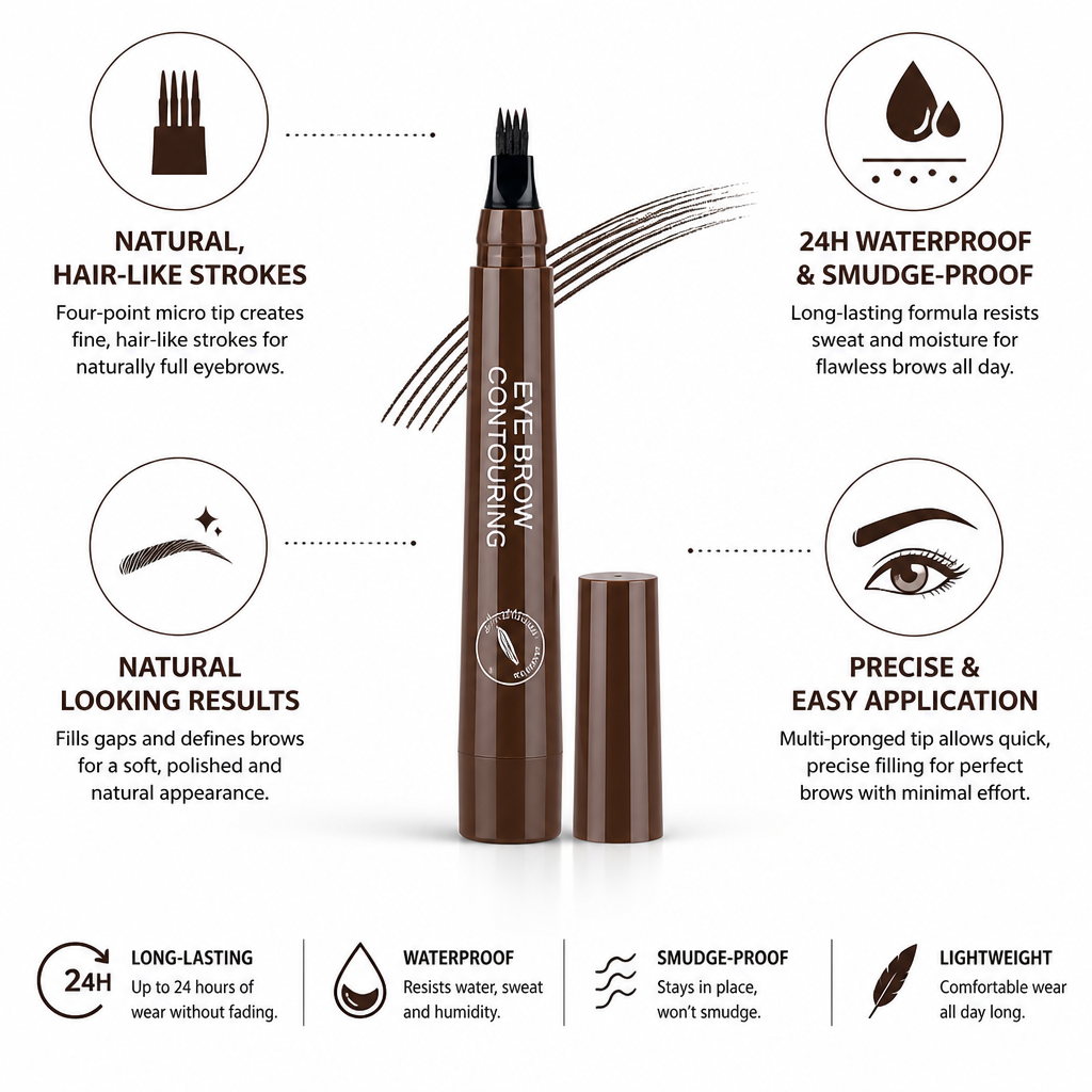 Precision Brow Pen Multi-Pronged Micro Tip Smudge-Proof & Waterproof