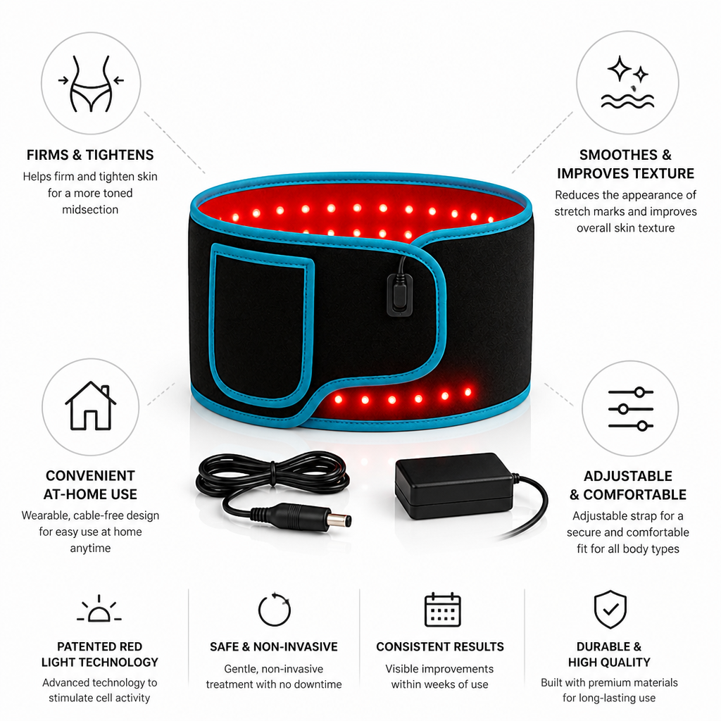 Red Light Therapy Belt Targeted Adjustable Waist Strap