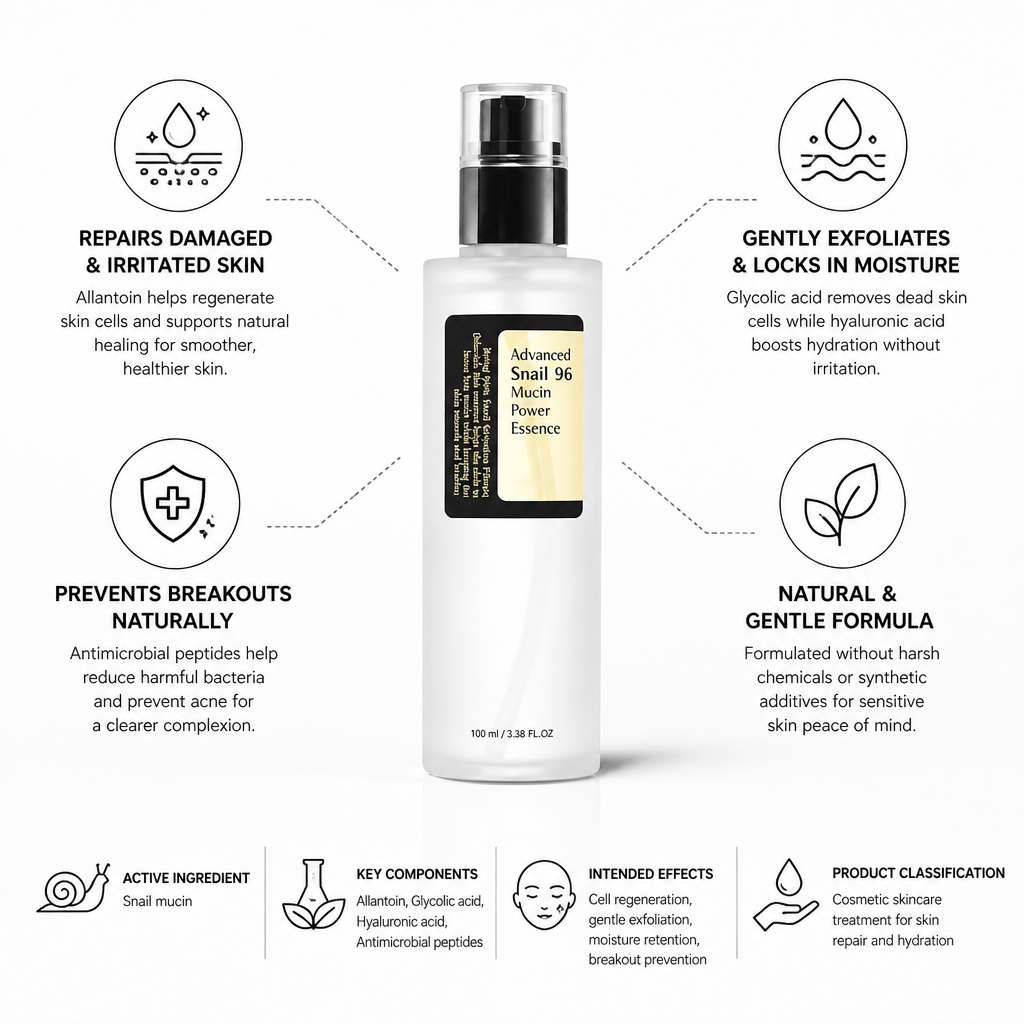Serum Snail Mucin Repairing Hyaluronic & Glycolic Acids