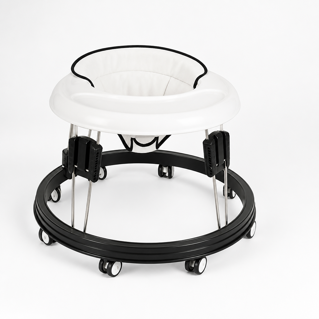 Stainless Steel Frame With Anti-Rollover Bumper Baby Walker (2-in-1 Seated & Push-Along)