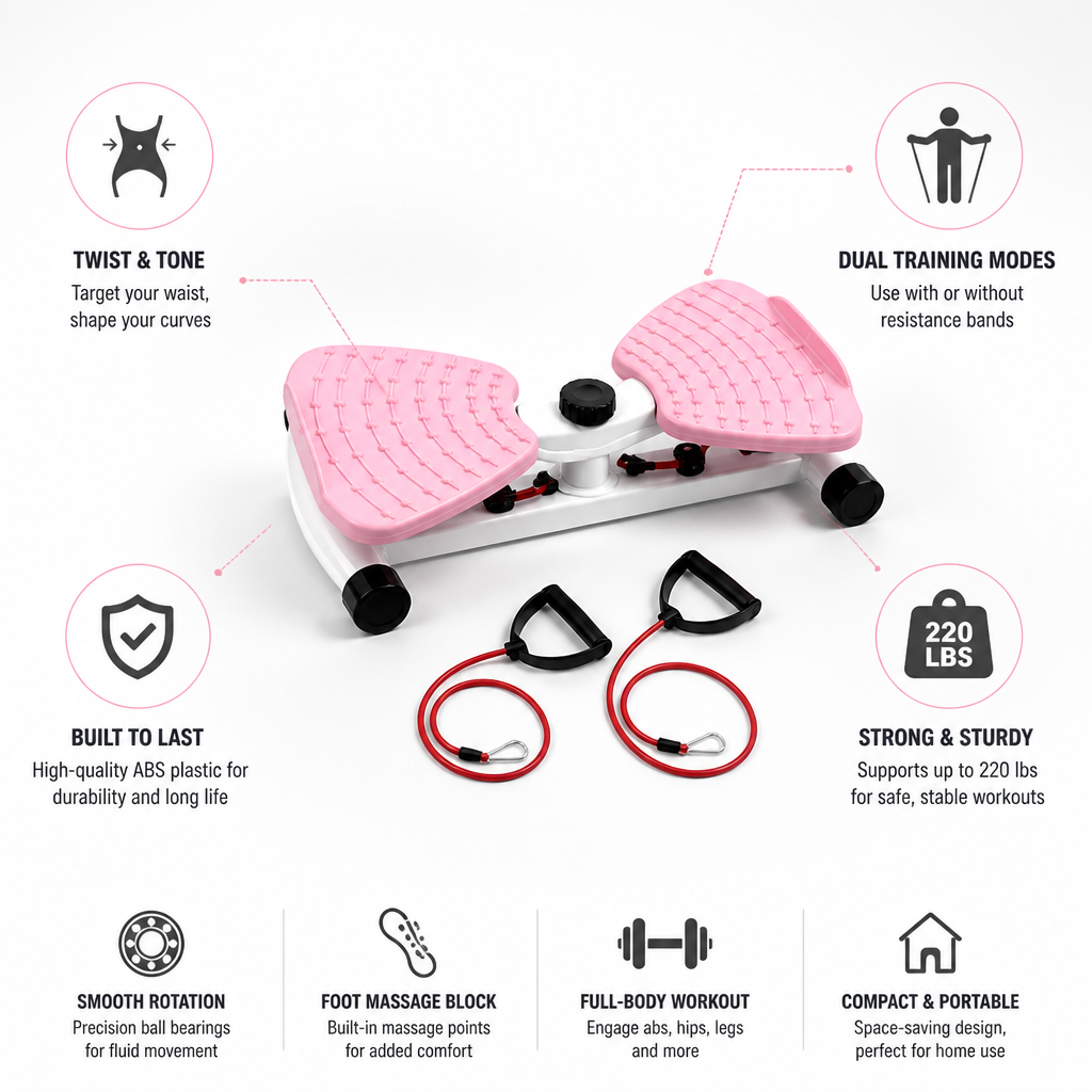 Waist Twister Board Dual-Mode With Resistance Bands