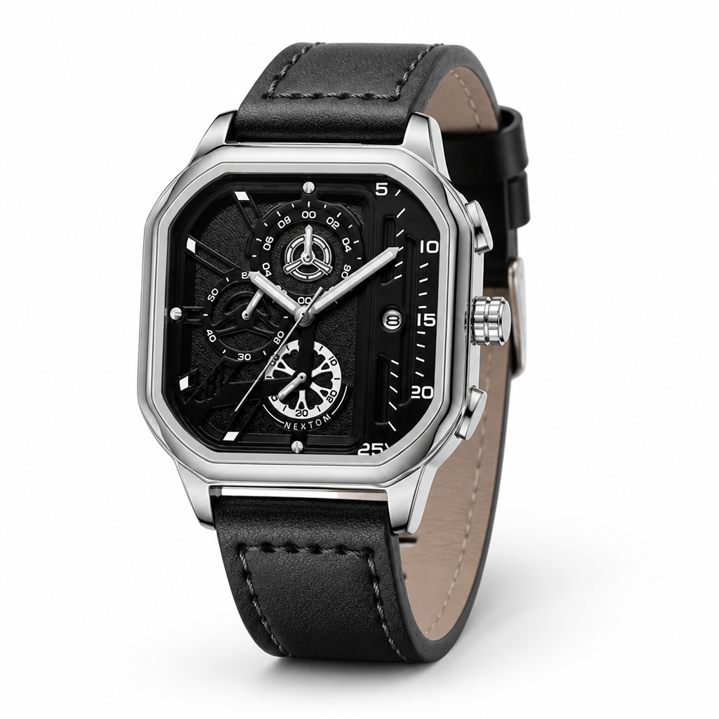 Watch Quartz Movement 30M Water-Resistant Leather & Steel Straps
