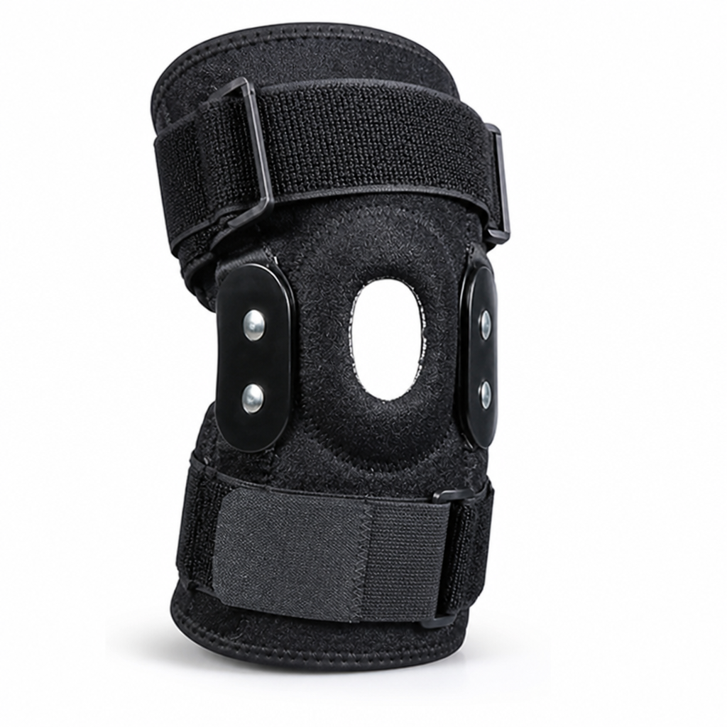 Adjustable Hinged Knee Support Brace With Side Stabilizers