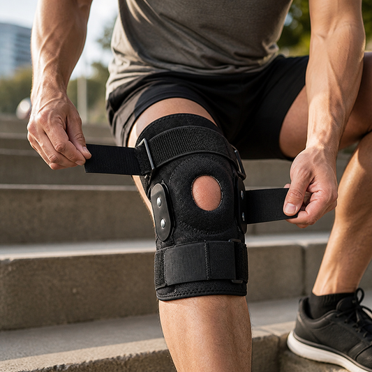 Adjustable Hinged Knee Support Brace With Side Stabilizers