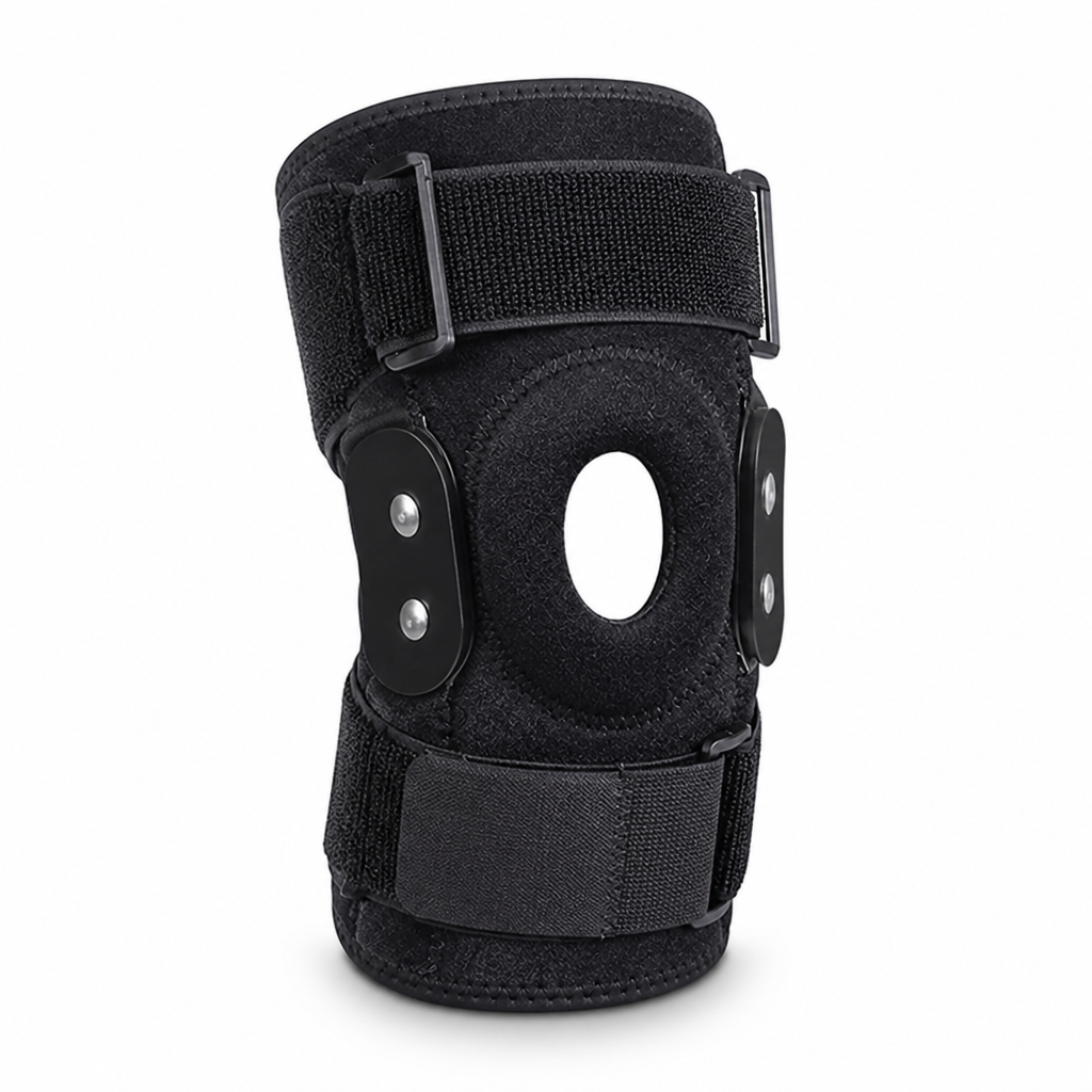 Adjustable Hinged Knee Support Brace With Side Stabilizers