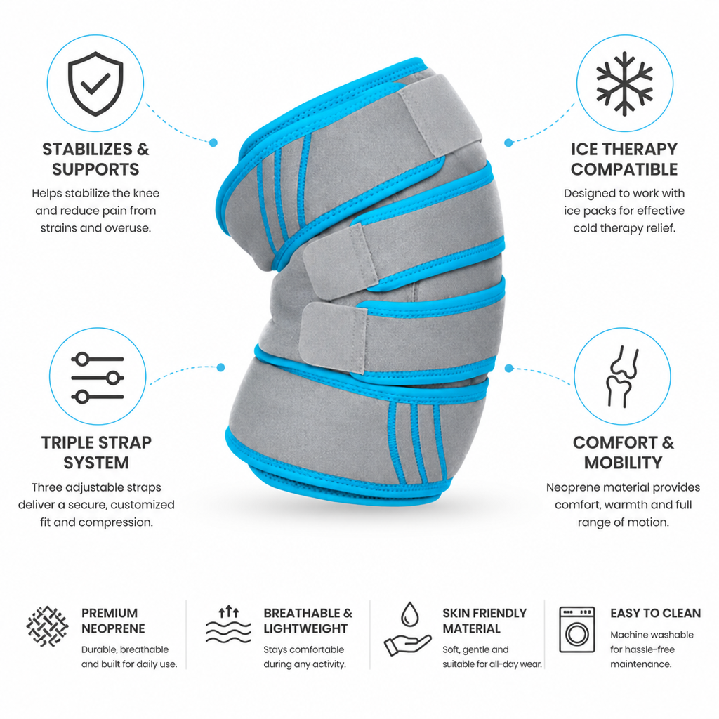 Adjustable Stabilizing Neoprene Knee Brace (Triple Strap System)