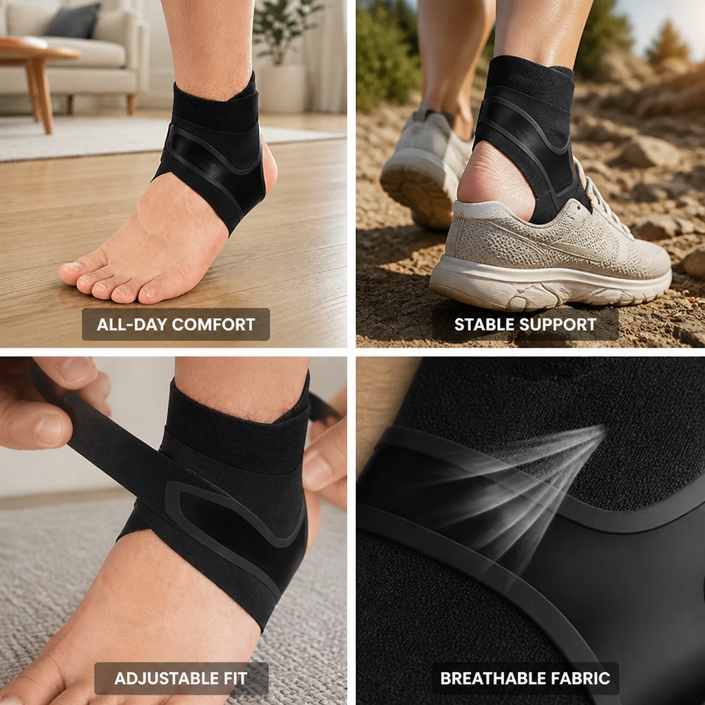 Ankle Support Sleeve Ergonomic Stability Adjustable Fit