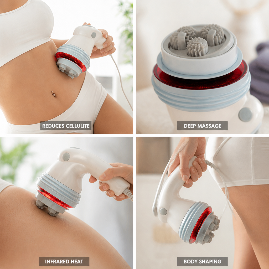 Anti-Cellulite Massager Rotating & Vibrating Heads Infrared Heat