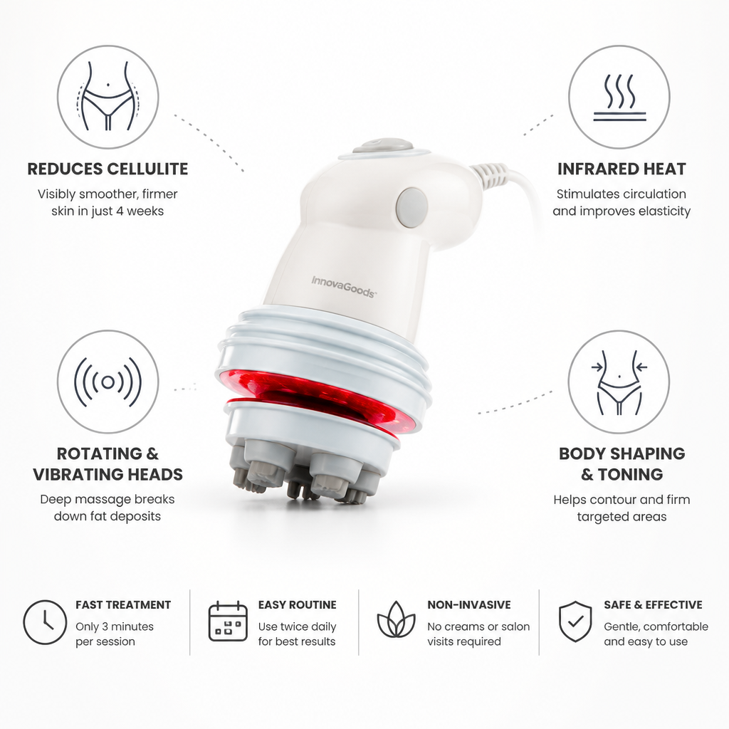 Anti-Cellulite Massager Rotating & Vibrating Heads Infrared Heat