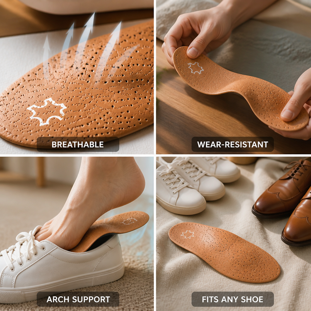 Arch Support Insoles Breathable Wear-Resistant Faux Leather