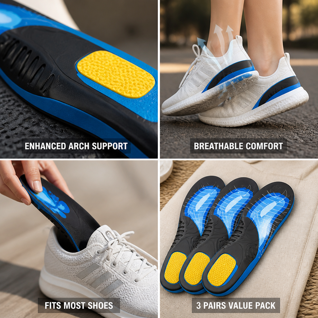 Arch Support Insoles Cushioned & Breathable 3 Pairs