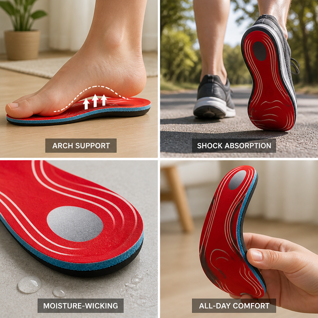 Arch Support Insoles Shock-Absorbing & Moisture-Wicking