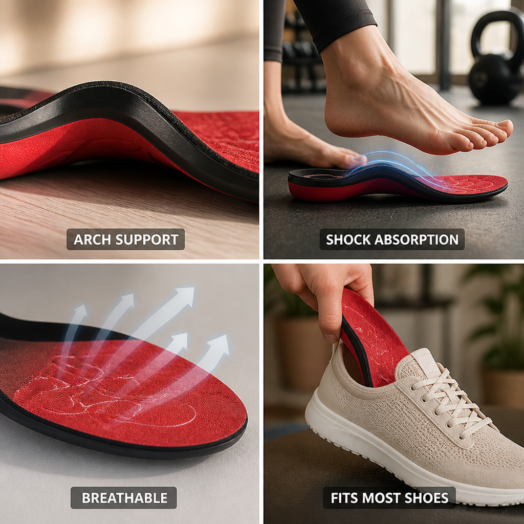 Arch Support Insoles Three-Point Acupoint Massage & Gel Cushion