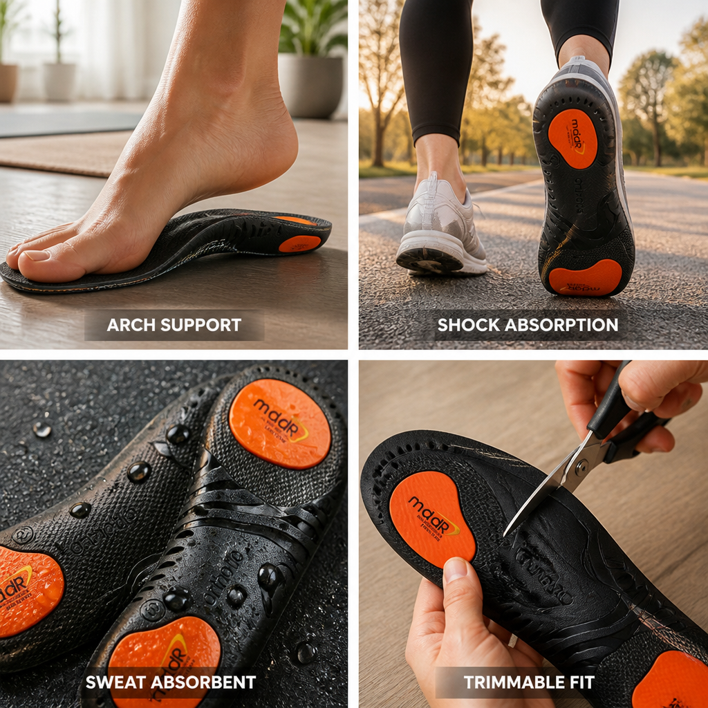 Arch Support Insoles Trimmable TPU Silicone Sweat-Absorbent & Breathable