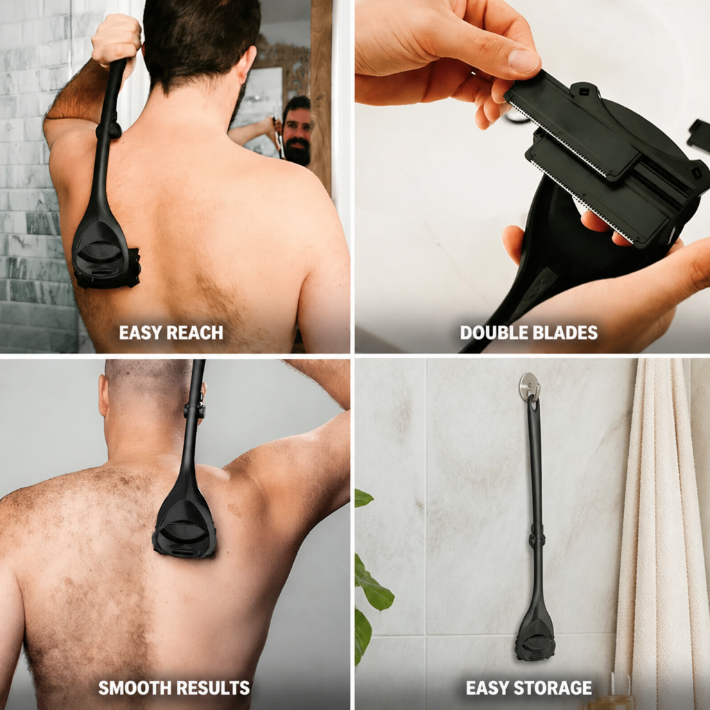 Back & Body Shaver Long Handle Removable Double Blades