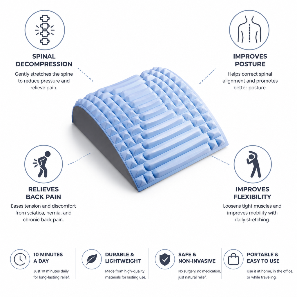 Back Pain Stretcher Spinal Decompression & Ergonomic Lumbar Support